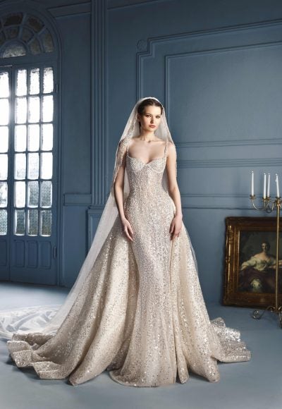 Fully-Embellished Fit-And-Flare Wedding Dress With Overskirt by Tony Ward