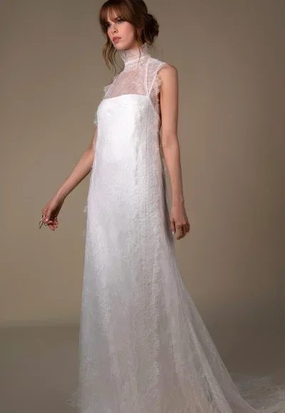 Vintage-Inspired Two-Piece Sheath Wedding Dress With Open Back by All Who Wander