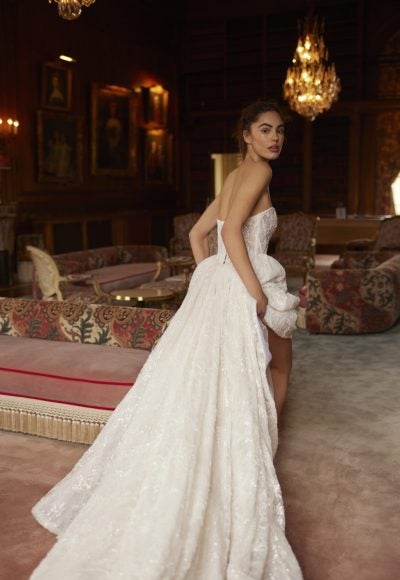 Romantic Embellished Lace Basque-Waist Ball Gown by Netta BenShabu Elite Couture - Image 2