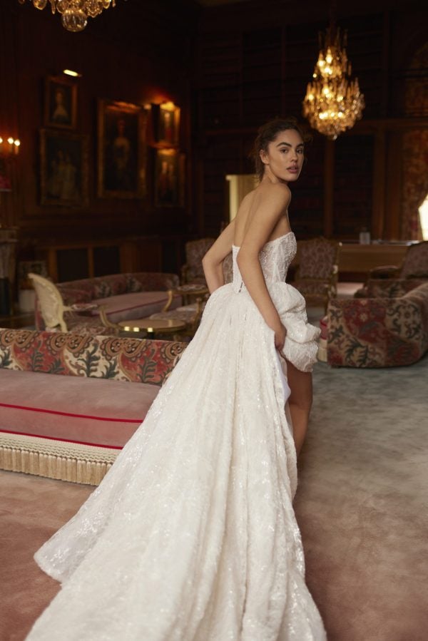 Romantic Embellished Lace Basque-Waist Ball Gown by Netta BenShabu Elite Couture - Image 2