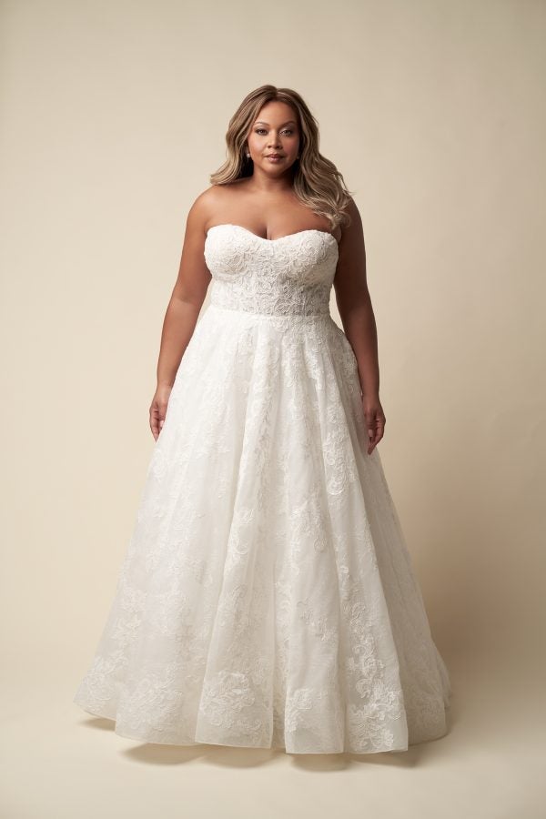 Plus-Size Embellished Lace Ball Gown With Buttons by Allure Bridals - Image 1