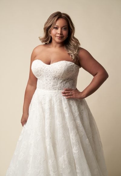 Plus-Size Embellished Lace Ball Gown With Buttons by Allure Bridals - Image 2