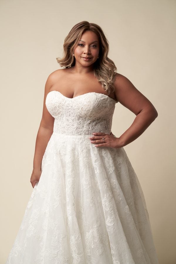 Plus-Size Embellished Lace Ball Gown With Buttons by Allure Bridals - Image 2