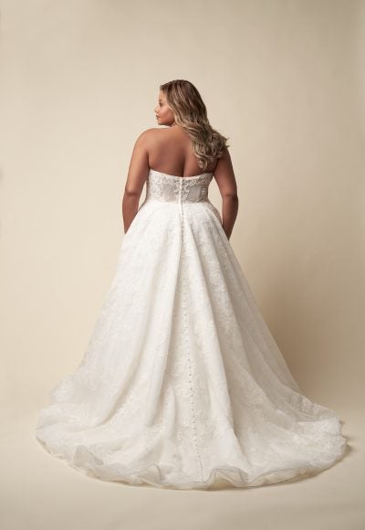 Plus-Size Embellished Lace Ball Gown With Buttons by Allure Bridals - Image 3
