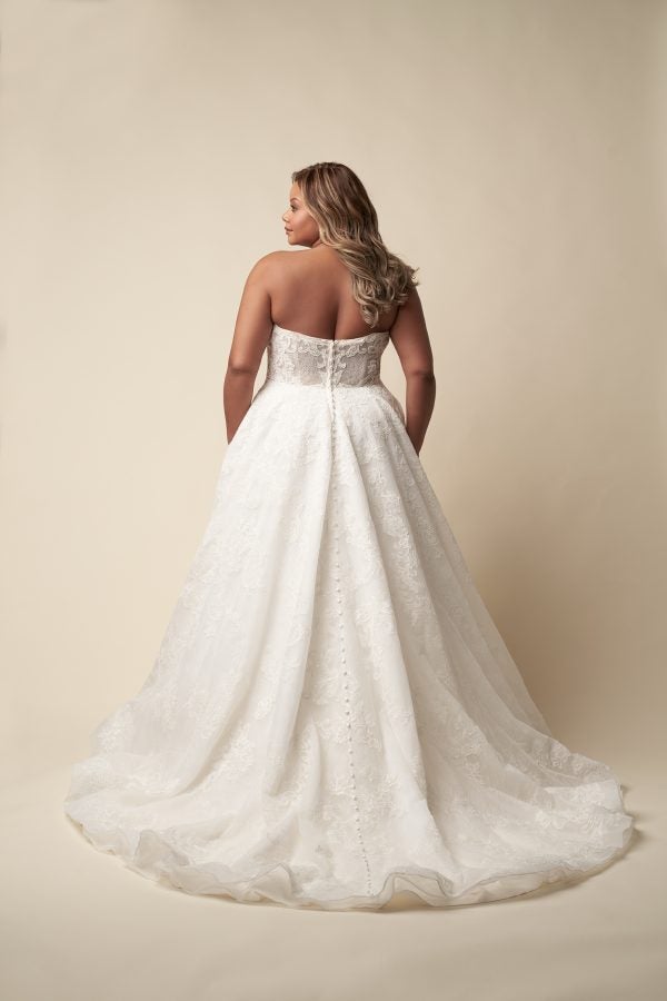 Plus-Size Embellished Lace Ball Gown With Buttons by Allure Bridals - Image 3