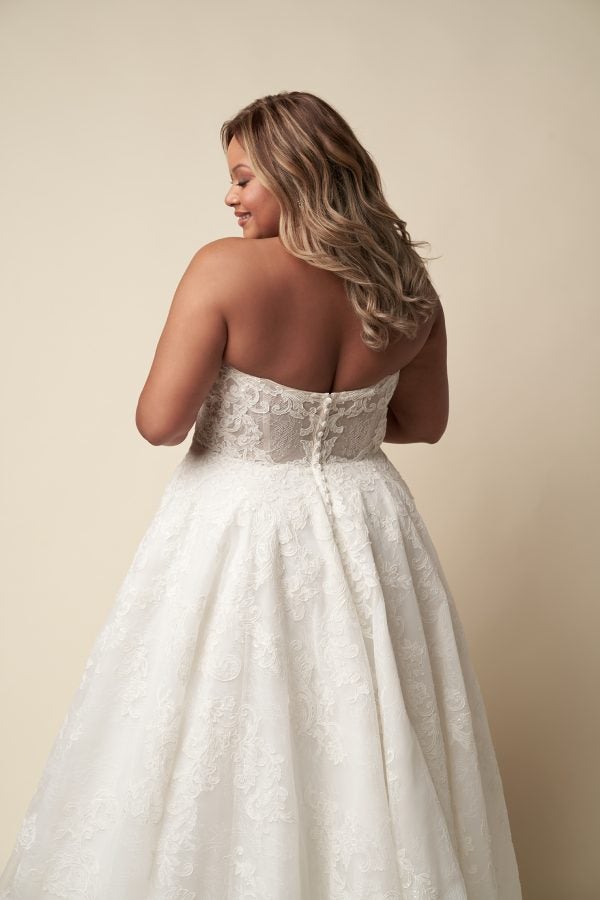 Plus-Size Embellished Lace Ball Gown With Buttons by Allure Bridals - Image 4