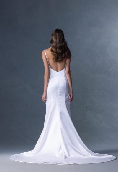 Chic And Simple V-Neck Silk Sheath Wedding Dress With Open Back by Heritage by Ines Di Santo - Image 2