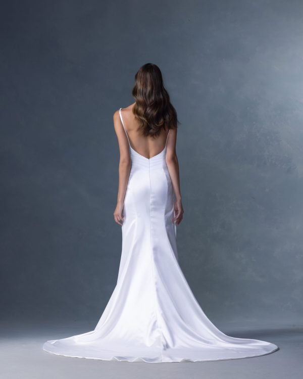Chic And Simple V-Neck Silk Sheath Wedding Dress With Open Back by Heritage by Ines Di Santo - Image 2
