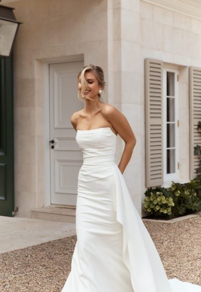 Chic And Simple Fit-And-Flare Wedding Dress With Detachable Train by Jane Hill - Image 2
