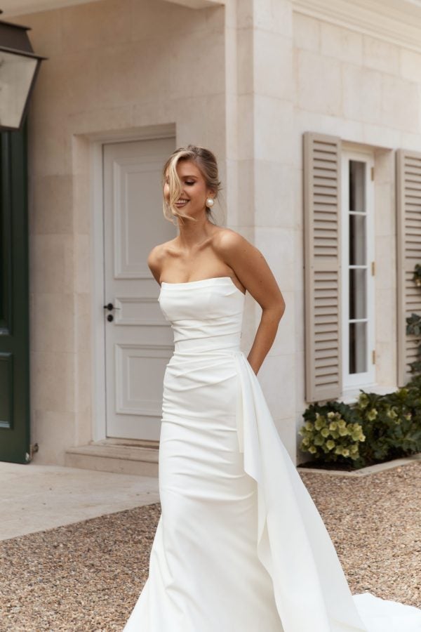 Chic And Simple Fit-And-Flare Wedding Dress With Detachable Train by Jane Hill - Image 2