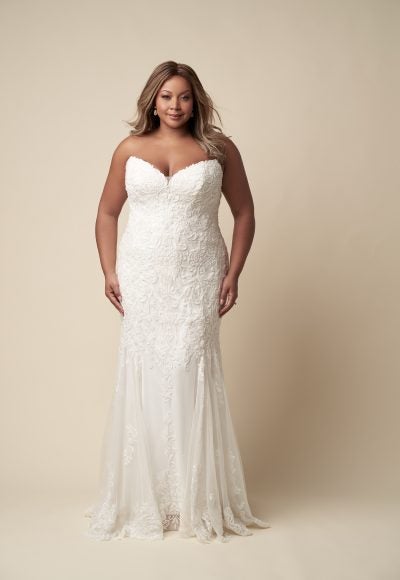 Unique And Glamorous Beaded Lace Fit-And-Flare Wedding Dress by Danielle Caprese