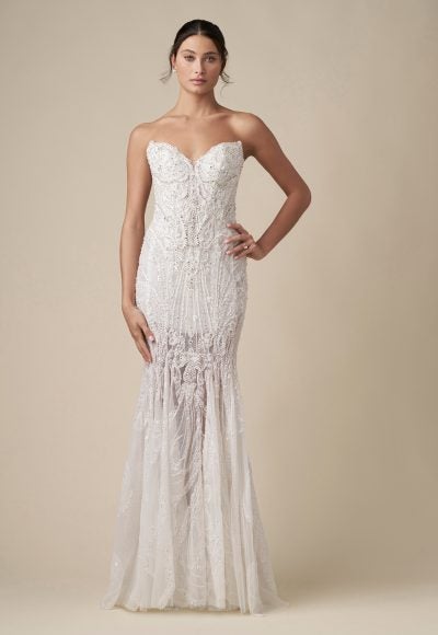Strapless Fully-Embellished Fit-And-Flare Wedding Dress by Danielle Caprese