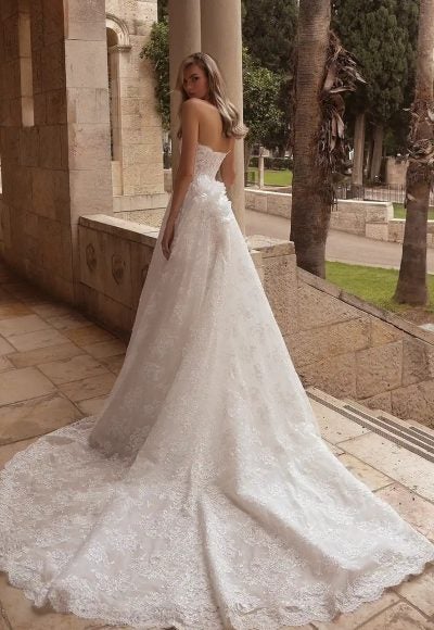 Romantic Lace Basque-Waist Ball Gown With 3D Florals by Love by Pnina Tornai - Image 2