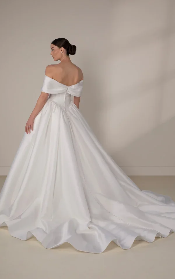 Chic And Classic Off-The-Shoulder Silk Ball Gown With Bows by Martina Liana Luxe - Image 3