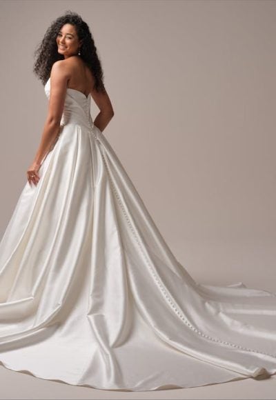 Plus-Size Dramatic And Romantic 3D Floral Satin Ball Gown With Buttons by Maggie Sottero - Image 3
