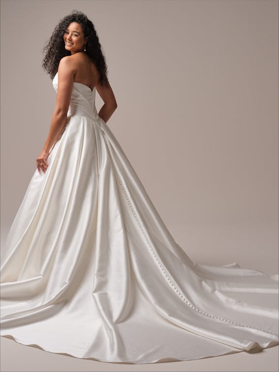 Plus-Size Dramatic And Romantic 3D Floral Satin Ball Gown With Buttons by Maggie Sottero - Image 3
