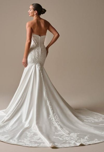 Modern And Romantic Embellished Satin Fit-And-Flare Wedding Dress With Detachable Accessories by Maggie Sottero - Image 2
