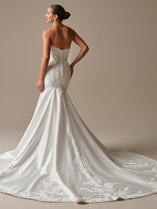 Modern And Romantic Embellished Satin Fit-And-Flare Wedding Dress With Detachable Accessories by Maggie Sottero - Image 2