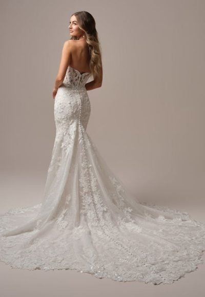 Romantic And Feminine Embellished Lace Fit-And-Flare Wedding Dress With Buttons by Maggie Sottero - Image 3
