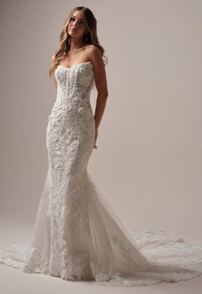 Romantic And Feminine Embellished Lace Fit-And-Flare Wedding Dress With Buttons by Maggie Sottero - Image 2