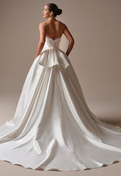 Chic And Modern Pearl-Adorned A-Line Wedding Dress With Buttons And Slit by Maggie Sottero - Image 4