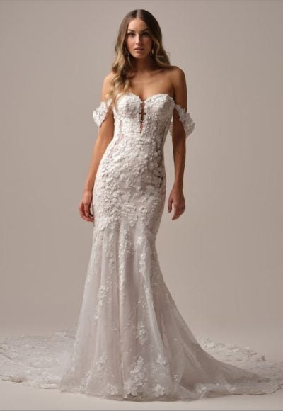 Strapless Floral-Embroidered Fit-And-Flare Wedding Dress With Buttons by Maggie Sottero - Image 3