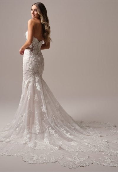 Strapless Floral-Embroidered Fit-And-Flare Wedding Dress With Buttons by Maggie Sottero - Image 2