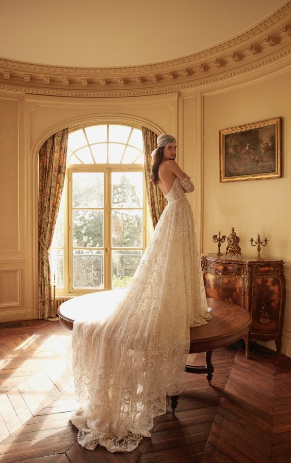 Romantic And Ethereal Embellished Tulle A-Line Wedding Dress by Netta BenShabu Elite Couture - Image 3