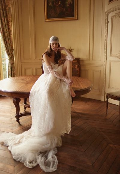 Romantic And Ethereal Embellished Tulle A-Line Wedding Dress by Netta BenShabu Elite Couture - Image 5
