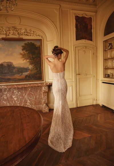 Sexy And Sparkly Embellished Sheath Wedding Dress With Slit by Netta BenShabu Elite Couture - Image 2