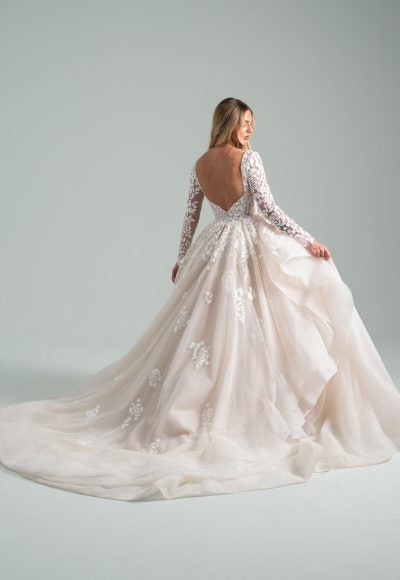 Modern And Romantic Long Sleeve Floral Ball Gown by Hayley Paige - Image 2