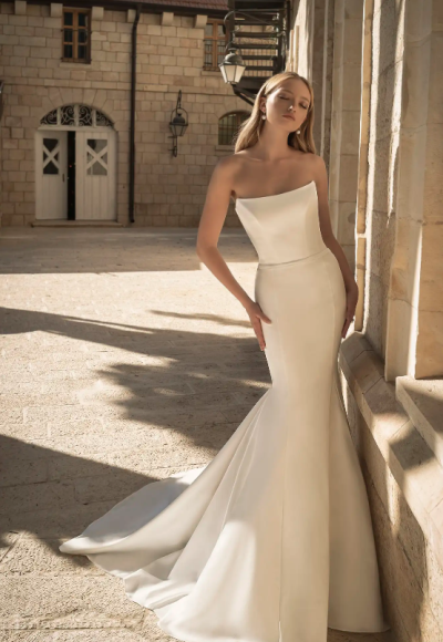 Plus-Size Strapless Stretch Satin Fit-and-Flare Wedding Dress by Love by Pnina Tornai