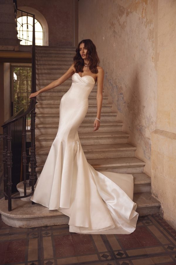 Chic And Simple Strapless Fit-and-Flare Wedding Dress by Love by Pnina Tornai - Image 1