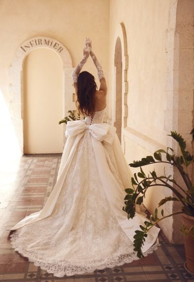 Plus-Size Strapless Lace Ball Gown With Pearls And Bow by Love by Pnina Tornai - Image 2