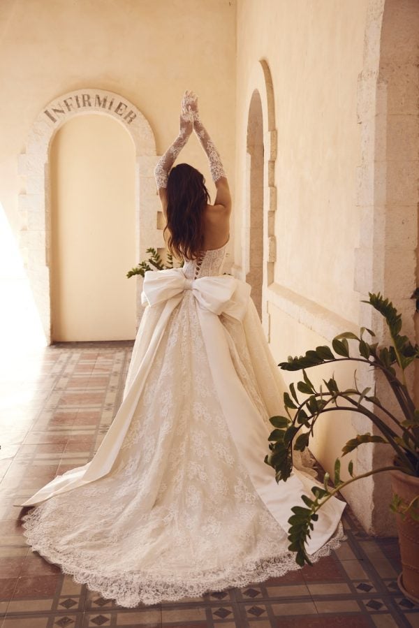 Plus-Size Strapless Lace Ball Gown With Pearls And Bow by Love by Pnina Tornai - Image 2