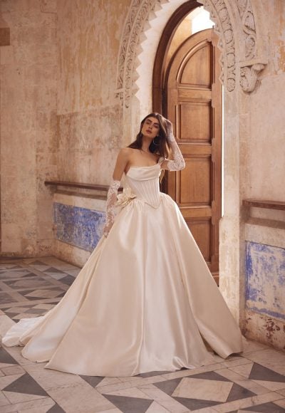 Grand Satin Basque Waist Ball Gown by Love by Pnina Tornai