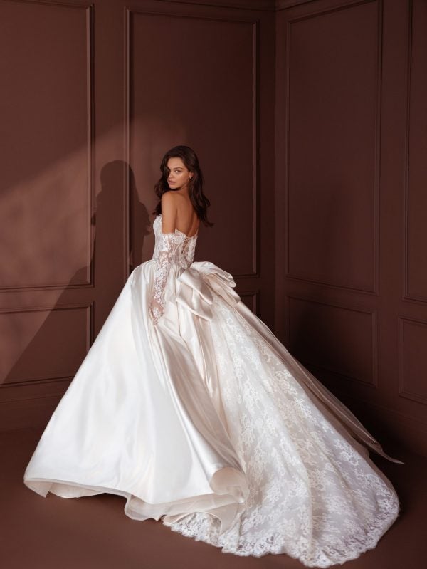 Strapless Lace And Satin Ball Gown With Bow by Pnina Tornai - Image 2
