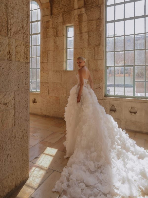 Dramatic Embellished 3D Floral Ball Gown by Pnina Tornai - Image 2