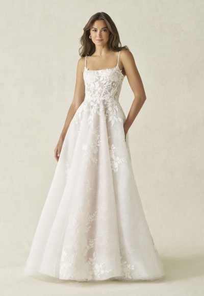 Beaded Floral A‑Line Wedding Dress by Allure Bridals