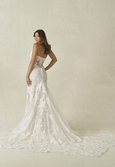 Strapless Lace Sheath Wedding Dress With Basque Waist by Allure Bridals - Image 3
