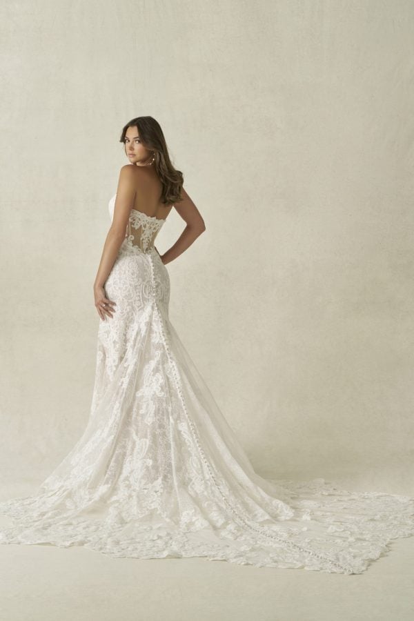 Strapless Lace Sheath Wedding Dress With Basque Waist by Allure Bridals - Image 3