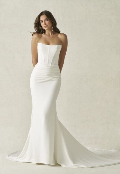 Strapless Sleek Sheath Wedding Dress With Basque Waist by Allure Bridals