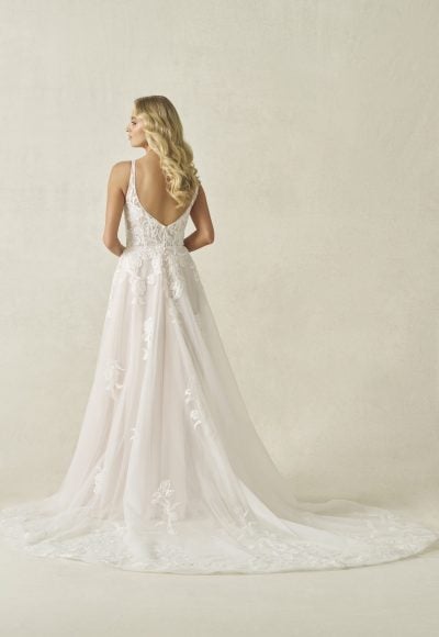 Floral Lace A‑Line Wedding Dress With Beaded Bodice by Allure Bridals - Image 2