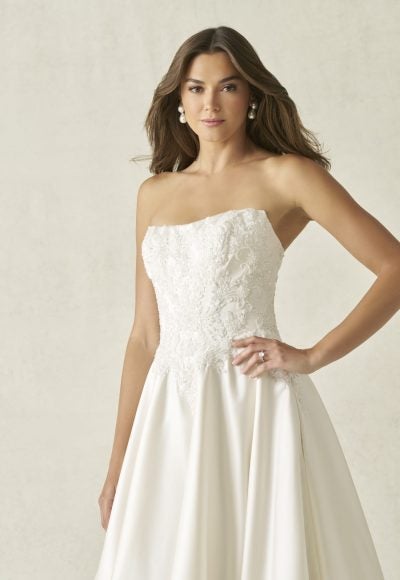 Strapless Beaded Lace A-Line Wedding Dress by Allure Bridals - Image 2