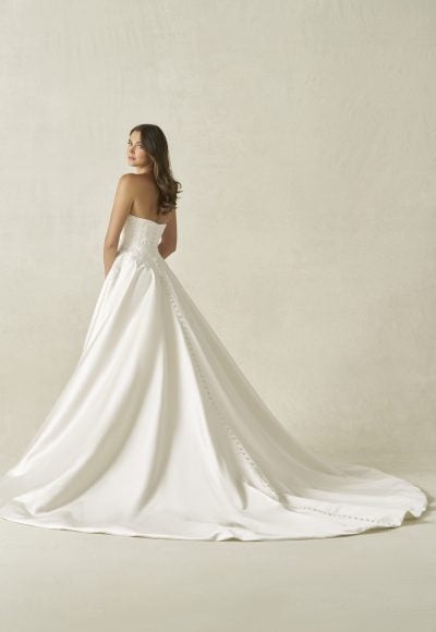 Strapless Beaded Lace A-Line Wedding Dress by Allure Bridals - Image 3