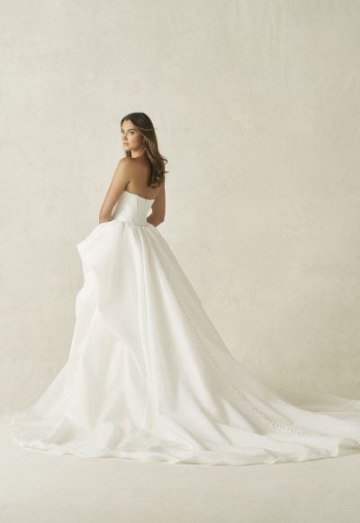 Modern Lace Sheath Wedding Dress With Detachable Overskirt by Allure Bridals - Image 4