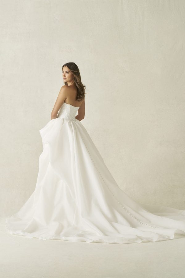 Modern Lace Sheath Wedding Dress With Detachable Overskirt by Allure Bridals - Image 4