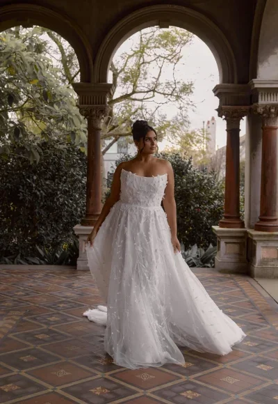 Floral Embellished A‑Line Wedding Dress by Anna Campbell