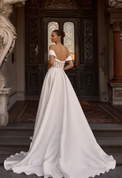 Structured A-Line Wedding Dress With Floral Embellishments by Anna Campbell - Image 3