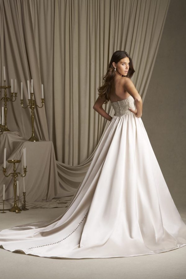 Plus-Size Glamorous Embellished Satin Basque-Waist Ball Gown With Buttons by Allure Bridals - Image 2